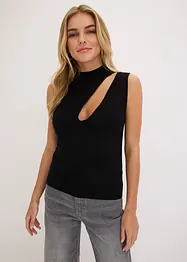 Stickad ärmlös topp med cut-out, bonprix