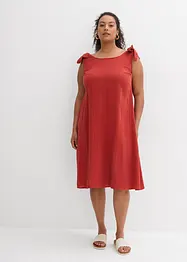 Klänning av mjuk muslin med axelband som knyts, bonprix