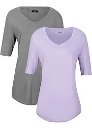 Lång topp i mjuk viskos (2-pack), bonprix