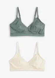 Amningsbehå utan bygel, med ekologisk bomull (2-pack), bonprix