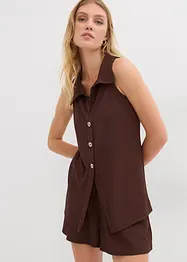 Ärmlös topp i kräppat material med struktur, bonprix