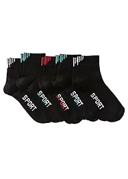 Sportsockor med texttryck (5-pack), ekologisk bomull, bonprix