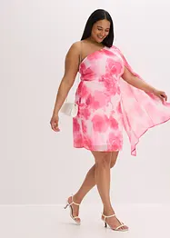 One shoulder-klänning i fintrådig chiffong, bonprix