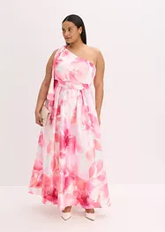 One shoulder-klänning i glänsande satin, bonprix