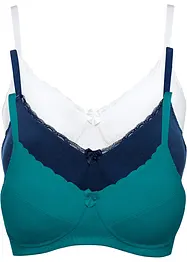 BH utan bygel (3-pack), med ekologisk bomull, bonprix