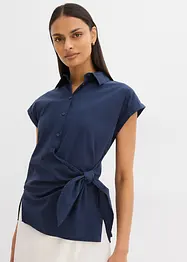 Kortärmad blus med knytdetalj, bonprix