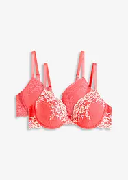 Formpressad BH med flerfärgad spets (2-pack), bonprix
