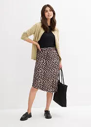 Kjol med leopardmönster och slits, bonprix