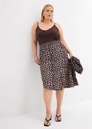 Kjol med leopardmönster och slits, bonprix