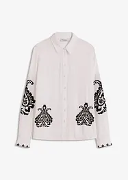 Blus med broderi av mjuk viskosmix, bonprix