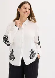 Blus med broderi av mjuk viskosmix, bonprix