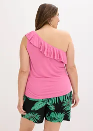 One shoulder-linne med volang i mjuk viskosmix, bonprix