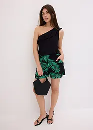 One shoulder-linne med volang i mjuk viskosmix, bonprix