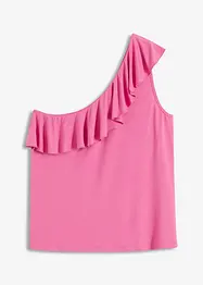 One shoulder-linne med volang i mjuk viskosmix, bonprix