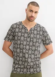 T-shirt med kort knappslå, av ren bomull, bonprix