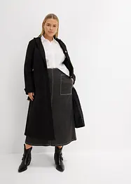Mellanlång jeanskjol med medelhög midja, bonprix