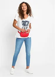 Korta tajta stuprörsjeans med medelhög midja, bonprix