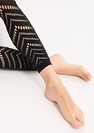 Leggings med behaglig midja och hålbroderi, 80 DEN, bonprix
