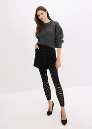 Leggings med behaglig midja och hålbroderi, 80 DEN, bonprix