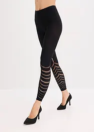 Leggings med behaglig midja och hålbroderi, 80 DEN, bonprix