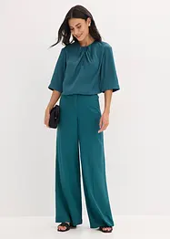 Blustopp i glansig satin, bonprix