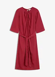 Mellanlång klänning i glansig satin, bonprix
