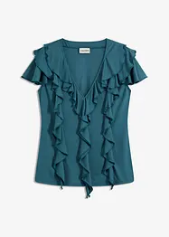 Topp med volanger i mjuk modalmix, bonprix