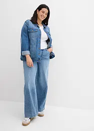 Jeans med vida ben, Mid Waist, Low Stretch Full Length, bonprix