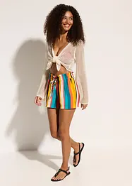 Kort strandcardigan med virkad look, bonprix