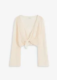 Kort strandcardigan med virkad look, bonprix
