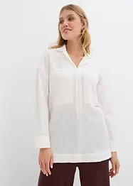 Skjortblus i mjuk viskosmix, bonprix