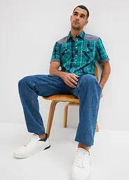 Kortärmad skjorta med denimbesättning, bonprix