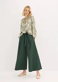 Byxa i poplin av bomullsmix + skärp (2 delar), bonprix