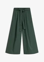 Byxa i poplin av bomullsmix + skärp (2 delar), bonprix