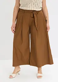 Byxa i poplin av bomullsmix + skärp (2 delar), bonprix