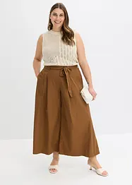 Byxa i poplin av bomullsmix + skärp (2 delar), bonprix