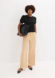 Jerseytopp med ärmar av bomullspoplin, bonprix