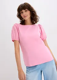 Jerseytopp med ärmar av bomullspoplin, bonprix