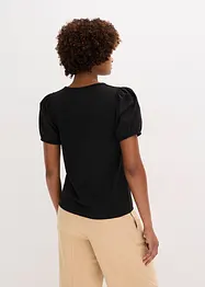 Jerseytopp med ärmar av bomullspoplin, bonprix