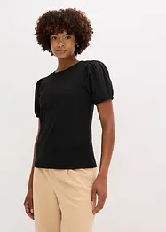 Jerseytopp med ärmar av bomullspoplin, bonprix