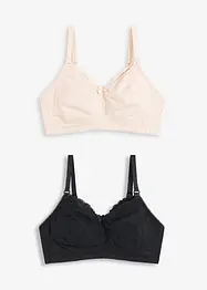Amningsbehå utan bygel, med ekologisk bomull (2-pack), bonprix