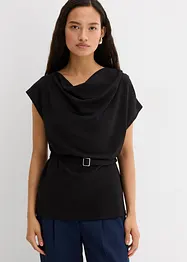 Draperat linne i kräpp med struktur, bonprix