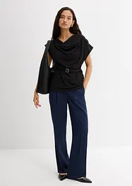 Draperat linne i kräpp med struktur, bonprix