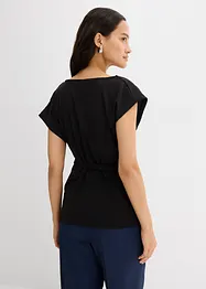Draperat linne i kräpp med struktur, bonprix