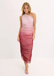 One shoulder klänning med meshinfällning, bonprix