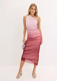 One shoulder klänning med meshinfällning, bonprix