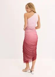 One shoulder klänning med meshinfällning, bonprix