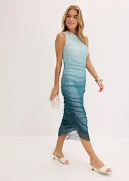 One shoulder klänning med meshinfällning, bonprix