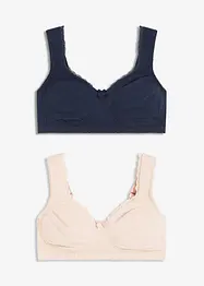 T-shirtbehå i minimizermodell utan bygel, med ekologisk bomull (2-pack), bonprix