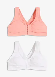 BH med framknäppning utan bygel (2-pack), ekologisk bomull, bonprix